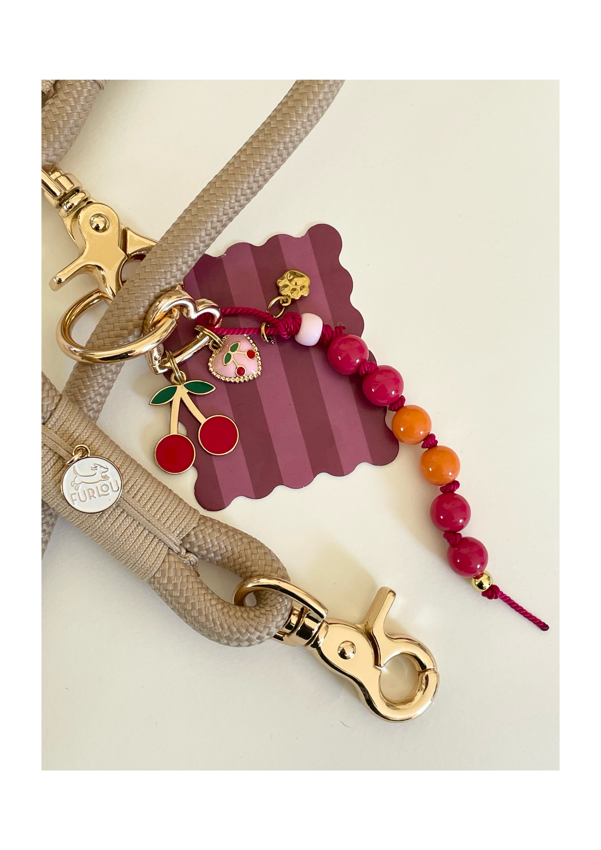 1B/ Collier & bracelet ou bijou de laisse MATCHY MATCHY LOVE CHERRY BICOLORE 🍒☀️♥️🫶🏻🥰🤩😘🍒 pour Menina 🥰