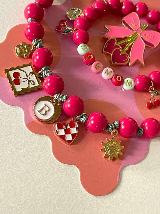 1B/ Collier & bracelet ou bijou de laisse MATCHY MATCHY LOVE CHERRY BICOLORE 🍒☀️♥️🫶🏻🥰🤩😘🍒 pour Menina 🥰
