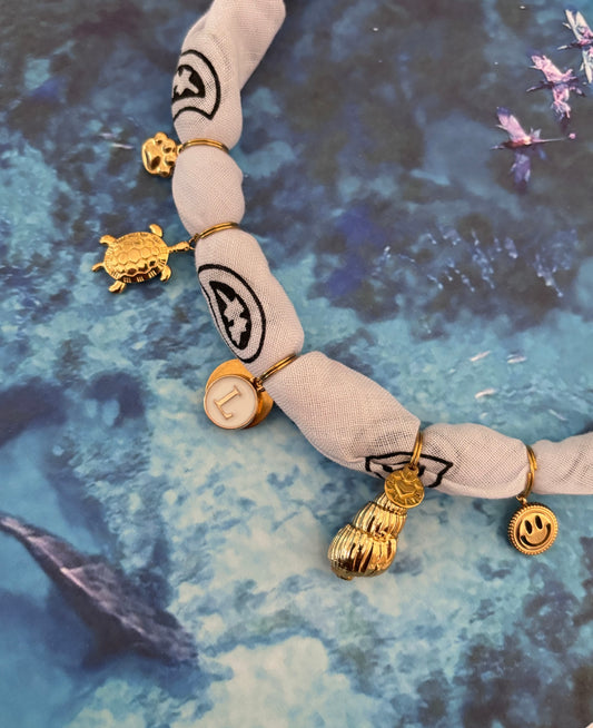 1B/ Collier bandana Under the sea white 🤍🐢✨☀️🐚✨🤩🩵🌊🪸