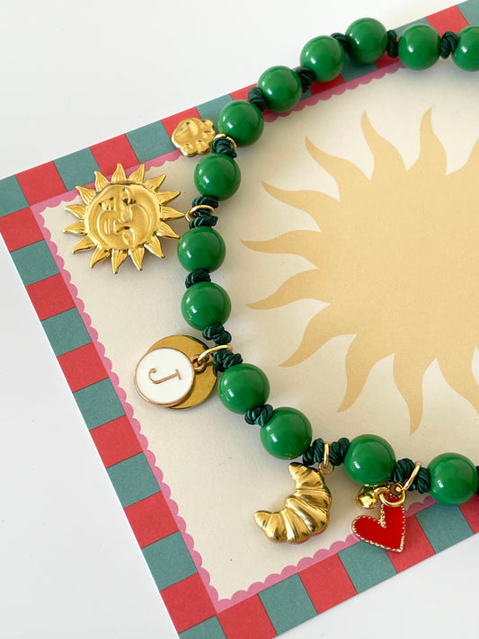 1M/ Collier GREEN LOVE 🥐✨🌛🌝💚❤️
