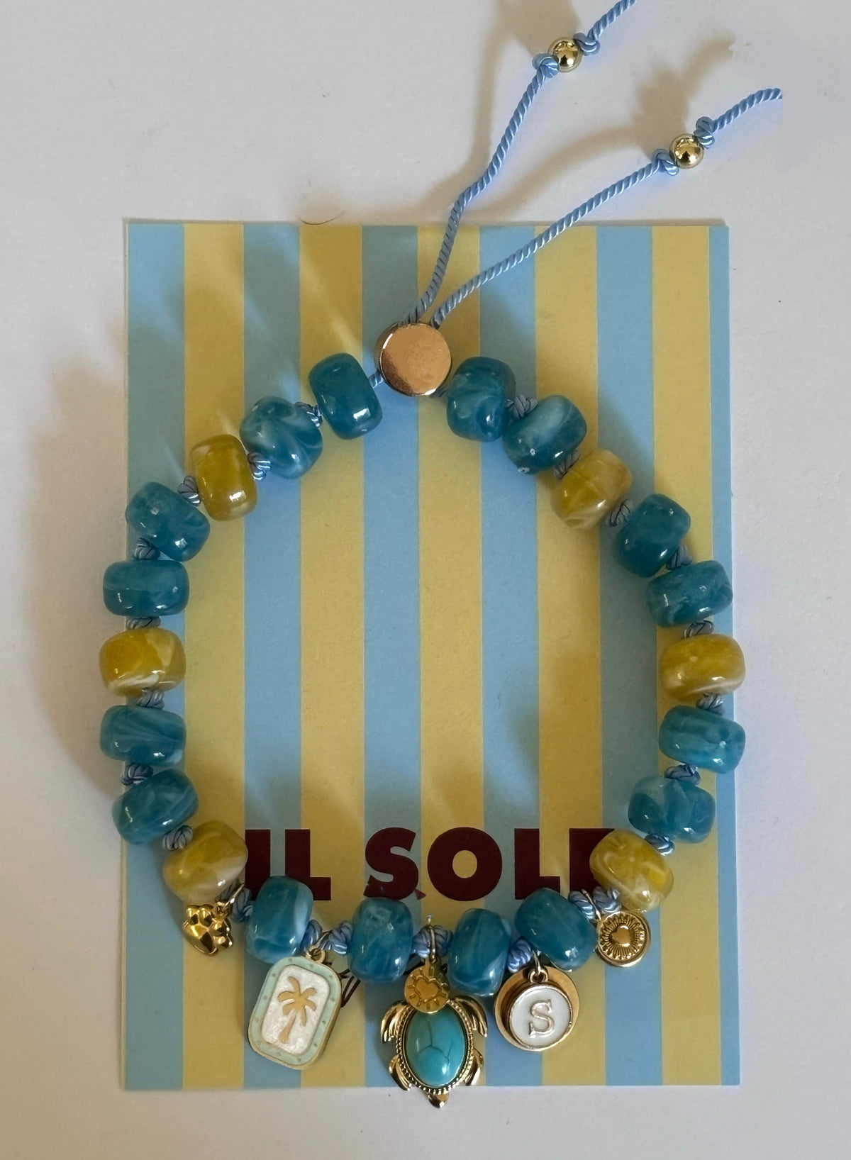 1B/ Collier SUN BLUE BICOLORE Summer mood 💛🩵🌴✨🩵🐢🌊🤩🐶
