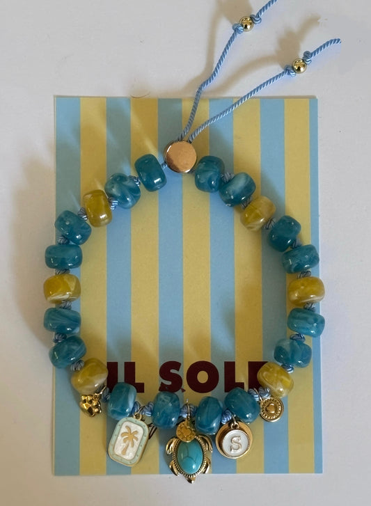 1B/ Collier SUN BLUE BICOLORE Summer mood 💛🩵🌴✨🩵🐢🌊🤩🐶
