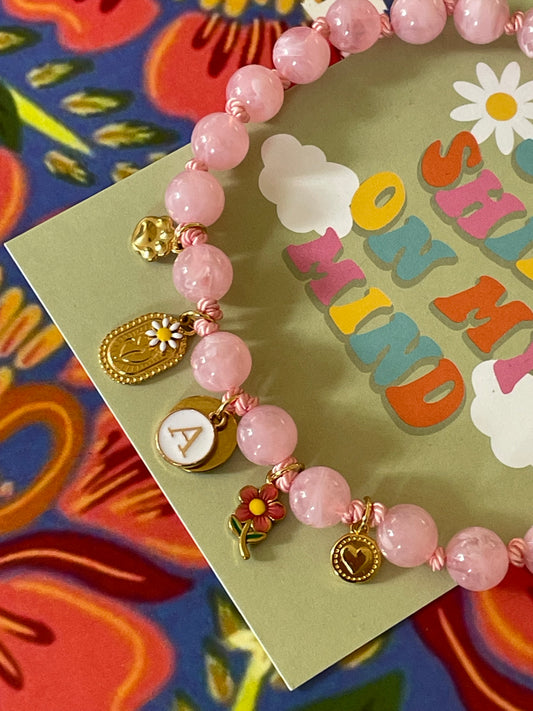 1B/ Collier WINNIE + perles anti parasites 🩵 HELLO SPRING PINK PASTEL FLOWER 🌸💛🩷🩷🌺👄🥰🤩