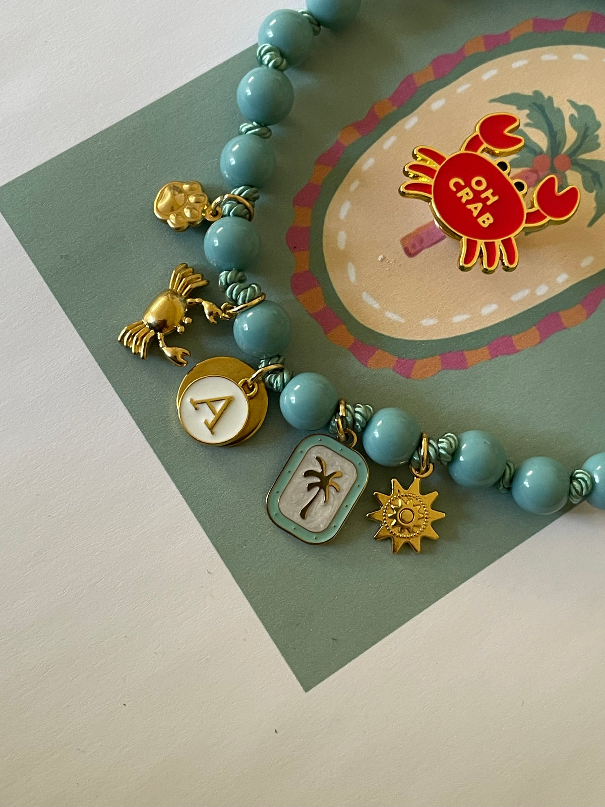 1B/ Collier PALM CRAB BLUE 🩵🌴🦀🤩🔥🐾🐶😻
