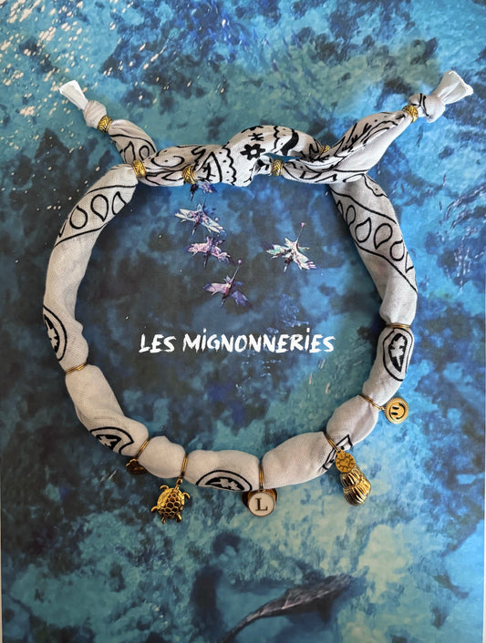 1B/ Collier bandana Under the sea white 🤍🐢✨☀️🐚✨🤩🩵🌊🪸