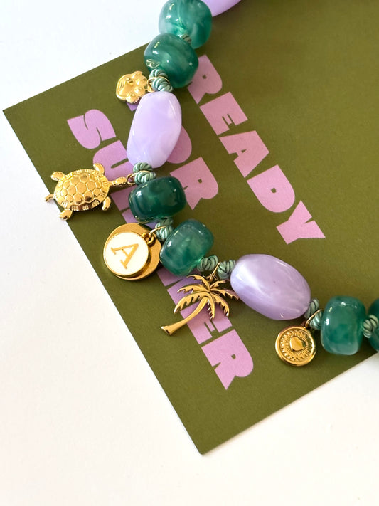 1B/ Collier MATCHA PALMS BICOLOR Summer mood 💜💚🌴🐕🐾☀️😍