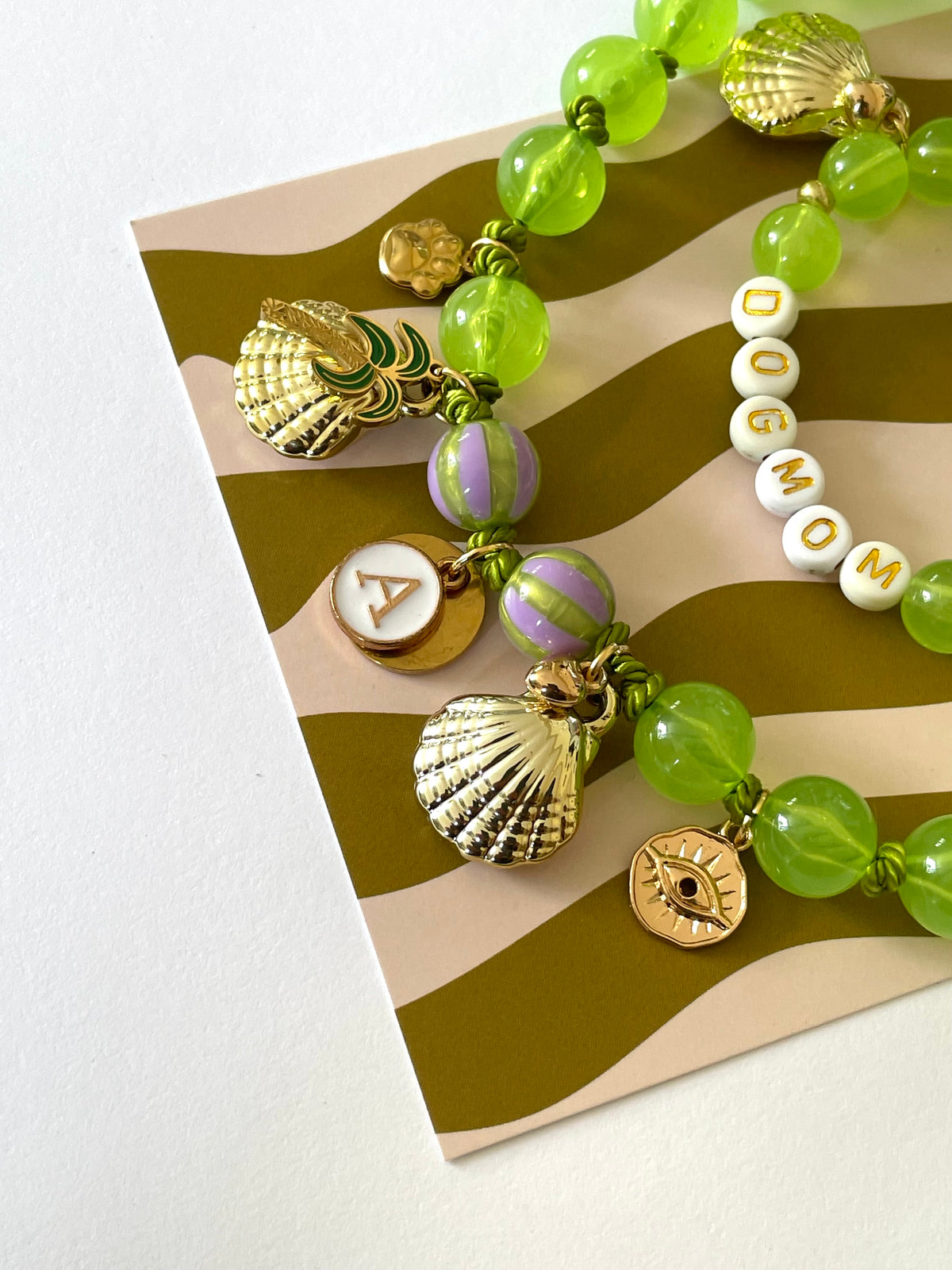 1B/ Collier & bracelet MATCHY MATCHY LOULOU ESTIVAL GOLD SHELL GREEN 💚🐕🐾🐚🌴🤩✨🥰