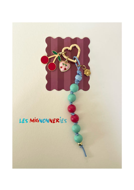 1B/ Bijou de laisse LOVE CHERRY BLUE 🩵♥️🐶🍒👩🏻‍🦰