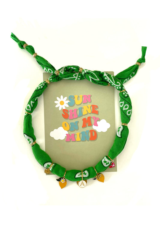 1B/ Collier bandana FRUIT  🍒🍓LOULOU GREEN 💚💛🍋🍋🐝🌺🤩🥰 PERSONNALISÉ RAMSES ❤️🥰