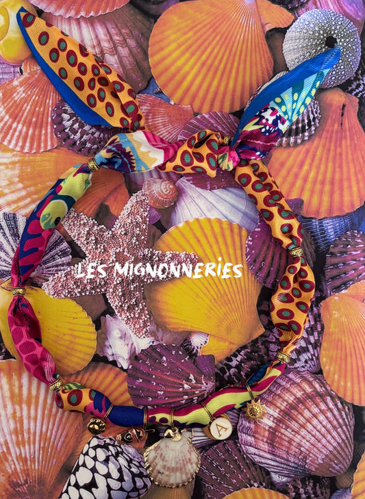 1B/ Collier foulard bandana Under the sea coral latte multicolore 🪸🌊🐚☀️✨😍🐶🫶🏻🤩🧡