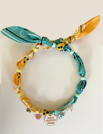 1B/ Collier foulard bandana LOVE BICOLORE ENJOY 🥰🌸🐾🐶🐩🙂🩵💛🩵 BILLIE