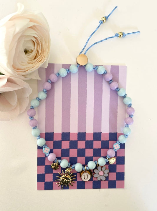 1C/ Collier PASTEL LOVE LILAS BLUE FLOWER bicolor 🤩💜🩵💜🌞🐾🐶🥰