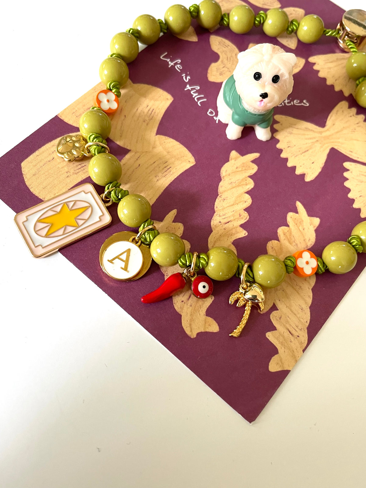 1B/ Collier Porte-bonheur LOULOU GREEN olive SÉRIE ARCHIVE 🥰🌶️💚💚🔥