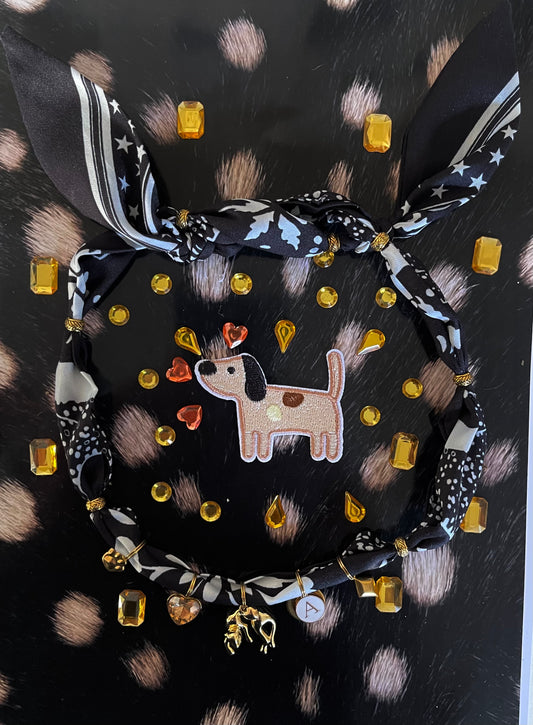 1B/ Collier foulard bandana Black & White LÉO 🖤🤍🐆🫶🏻😘🔥😍