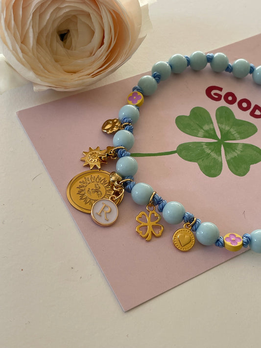 1B/ Collier PASTEL BLUE CLOVER 🍀🩵🩵🩵🌞🫶🏻😍