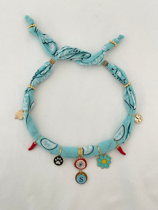 Collier bandana PORTE-BONHEUR 🌶️🩵👁️🍀B