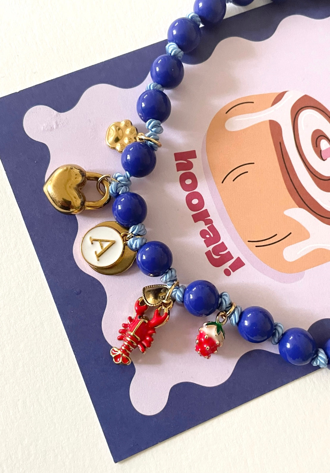 1D/ Collier LOVE BLUE LOBSTER strawberry 🥰🍓💙🩵💙🦞🐶 bijou de tel KARINE 🩵
