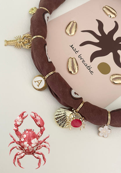 1B/ Collier bandana LOULOU coquillages & crustacés 🌊🤎🦀☀️🩵🫶🏻