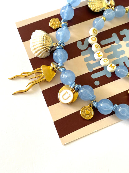 1B/ Collier & bracelet MATCHY MATCHY LOULOU BLUE GOLD SHELL 🩵🐚🐙✨🥰🫶🏻🐶👩🏻‍🦰 🥰