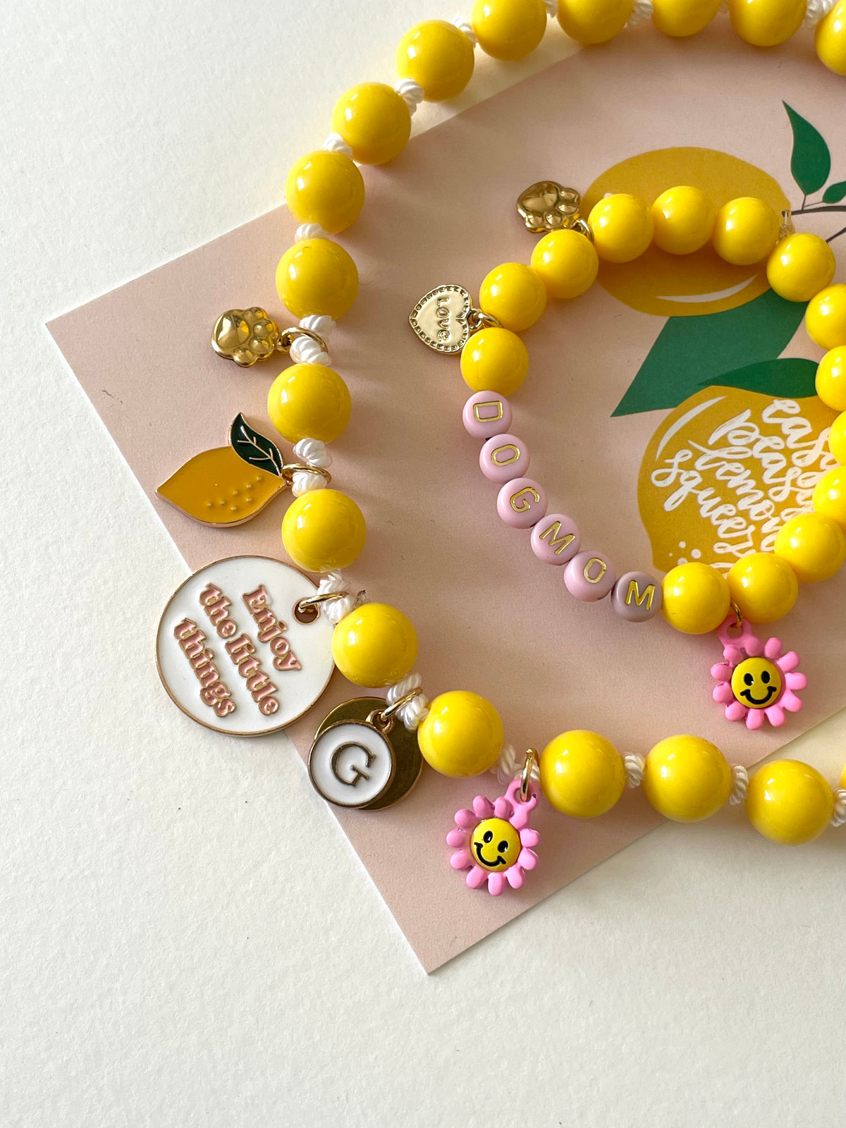 1B/ Collier & Bracelet MATCHY MATCHY ENJOY LOVE LEMON BICOLORE ou Bijou de laisse 🌸🍋😘☀️🐾🐶🤩