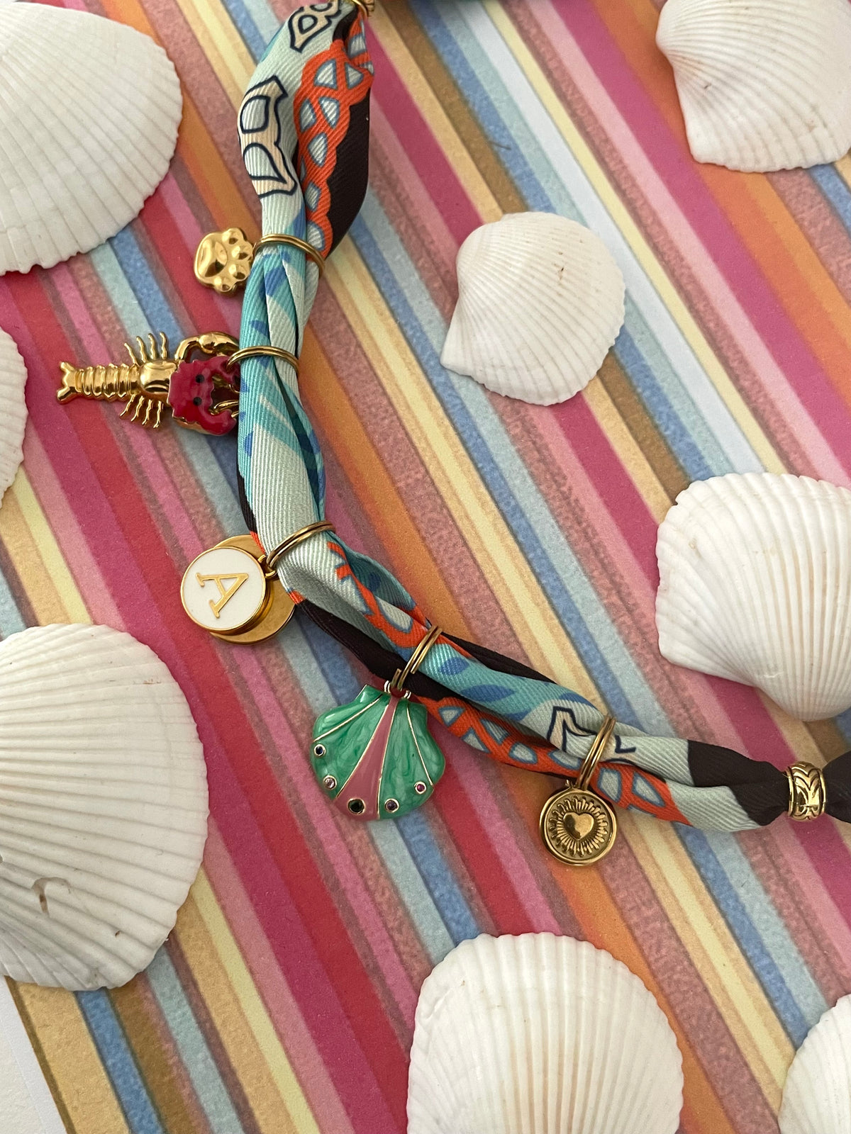 1B/ Collier bandana foulard SUMMER VIBES MULTICOLORE 🩵💜🧡🩷🐚🌊🐾🤩🫶🏻🦞