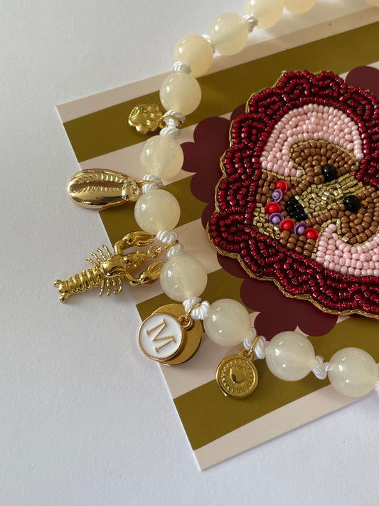1B/ Collier LOULOU GOLD LOBSTER WHITE PEACH 🥰🤍🦞✨🤩🐶 & Porte clés LOVE LOULOU ❤️