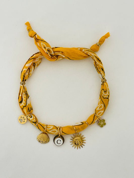 1D/ Collier Bandana SUNSHINE orange light SÉRIE ARCHIVE 💛🧡🐚🌞🌺 🥰