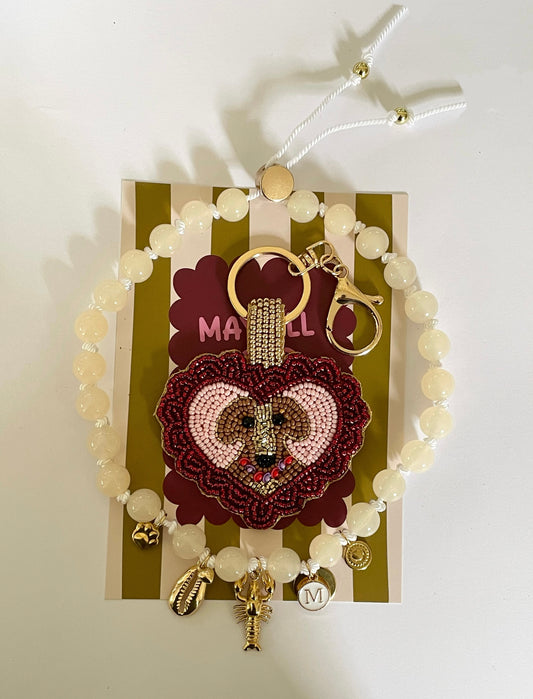 1B/ Collier LOULOU GOLD LOBSTER WHITE PEACH 🥰🤍🦞✨🤩🐶 & Porte clés LOVE LOULOU ❤️