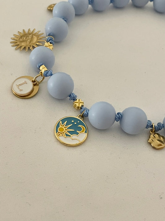 MATCHY MATCHY  Collier Soleil Astro bleu pastel 🌞⛅️🩵 ❤️