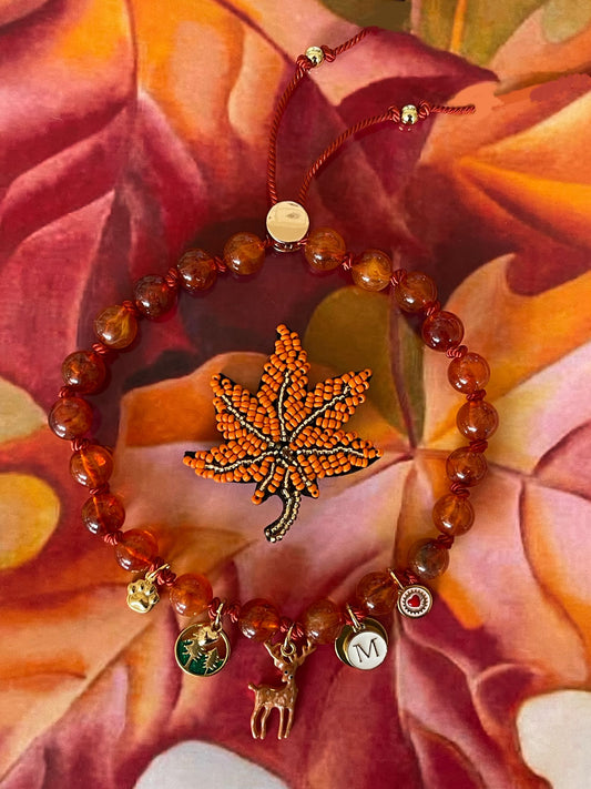 1A/ Collier & Broche 🍁 P’TIT RENNE AUTUMN DREAM ORANGE 🦌🧡🍁🍂🌲✨😍