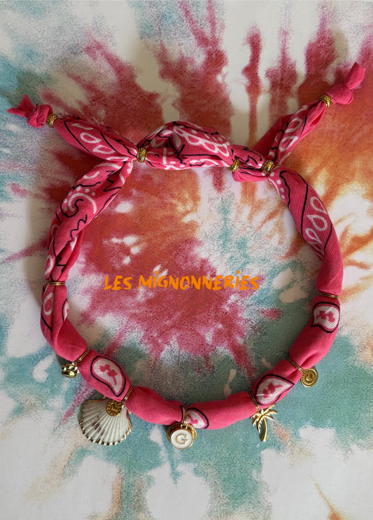 1B/ Collier foulard bandana Under the sea coral vermillon 🐚😍❤️🏝️🥰🐕🐾🐩🤩