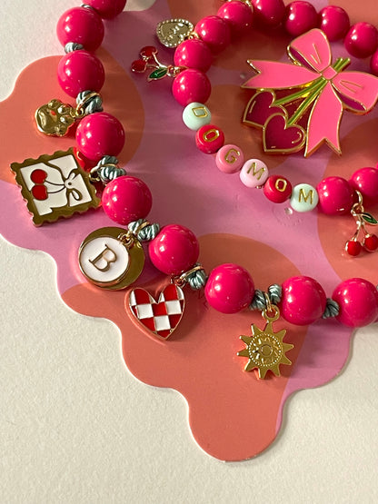 1B/ Collier & bracelet ou bijou de laisse MATCHY MATCHY LOVE CHERRY BICOLORE 🍒☀️♥️🫶🏻🥰🤩😘🍒 pour Menina 🥰