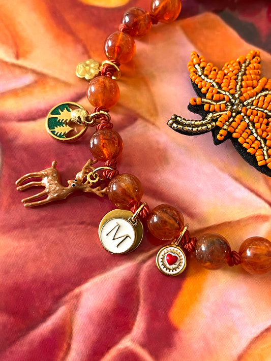 1A/ Collier & Broche 🍁 P’TIT RENNE AUTUMN DREAM ORANGE 🦌🧡🍁🍂🌲✨😍