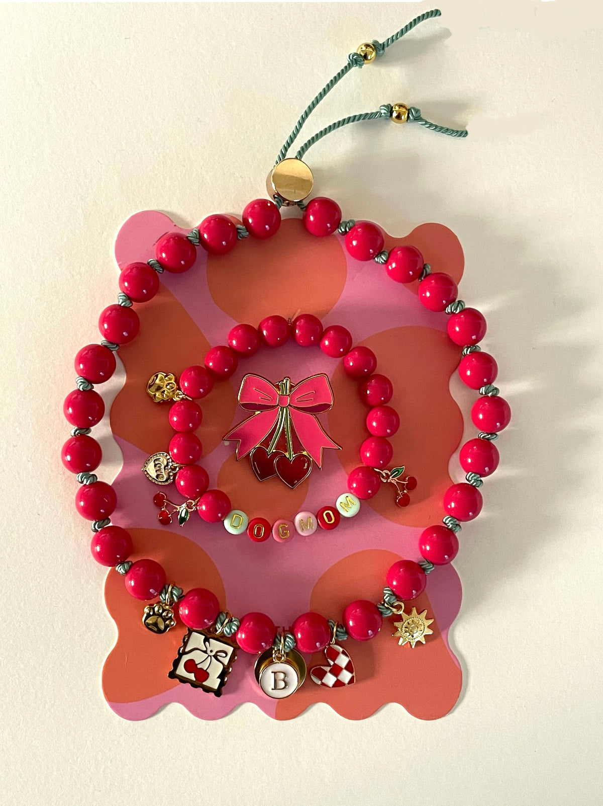 1B/ Collier & bracelet ou bijou de laisse MATCHY MATCHY LOVE CHERRY BICOLORE 🍒☀️♥️🫶🏻🥰🤩😘🍒 pour Menina 🥰