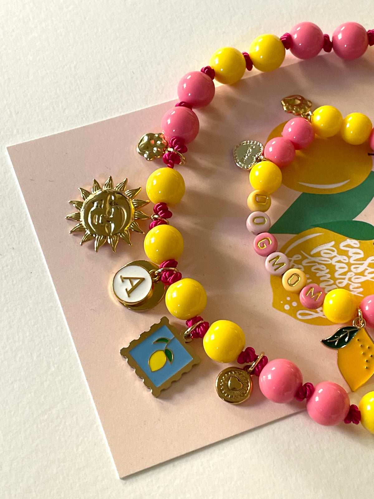 1B/Collier & bracelet ou bijou de laisse LOVE BICOLORE LEMON SUN Pink x Yellow 🐾🐕🐾☀️🍋🩷💛🩷🥰🤩