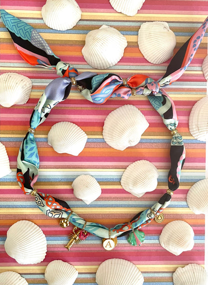 1B/ Collier bandana foulard SUMMER VIBES MULTICOLORE 🩵💜🧡🩷🐚🌊🐾🤩🫶🏻🦞