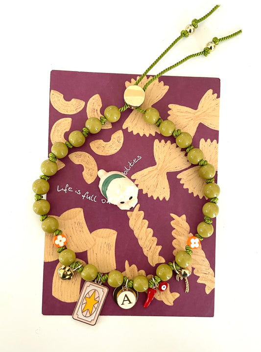 1B/ Collier Porte-bonheur LOULOU GREEN olive SÉRIE ARCHIVE 🥰🌶️💚💚🔥