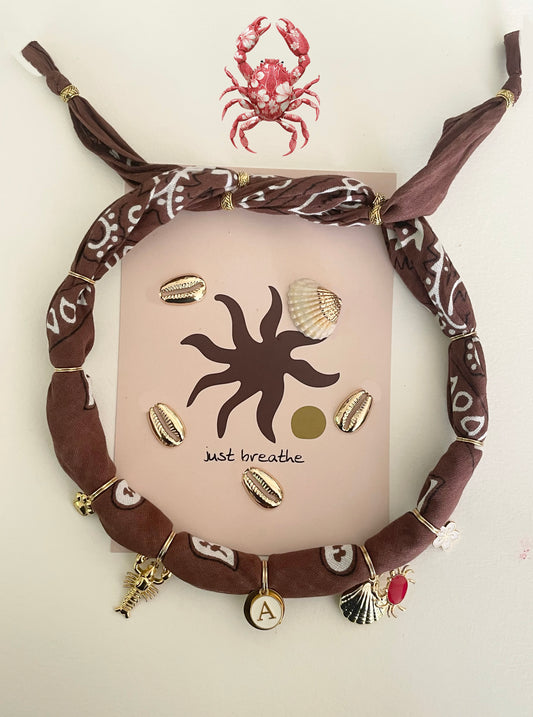 1B/ Collier bandana LOULOU coquillages & crustacés 🌊🤎🦀☀️🩵🫶🏻