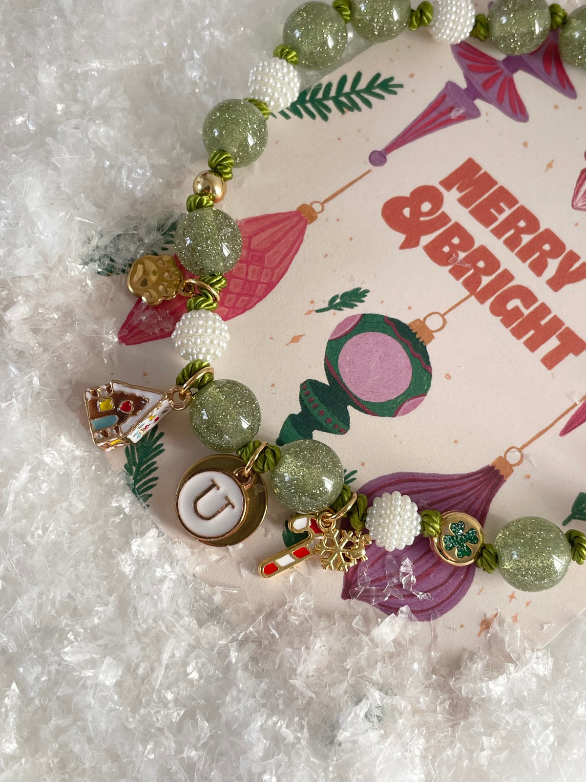 1C/ Collier LOVE GLITTER GREEN WOOFMAS 🍀🎄❄️♥️🎁🥰✨PATTA 🥰❤️