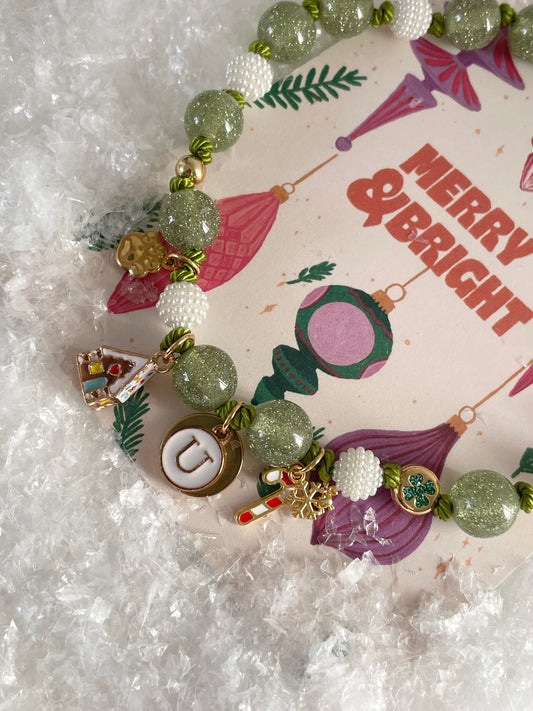 1C/ Collier LOVE GLITTER GREEN WOOFMAS 🍀🎄❄️♥️🎁🥰✨PATTA 🥰❤️