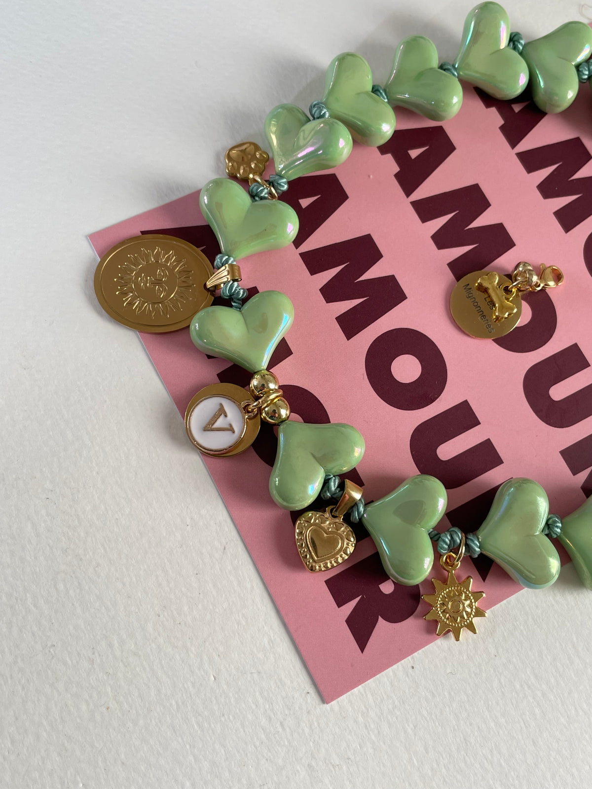1C/ Collier LOVE GREEN HEART BRIGHT 🌞✨💚✨😍🤩🐾 également pour DOGMOM ❤️