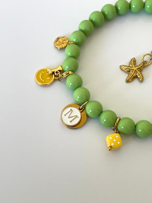 Collier BRIGHT GREEN SMILEY 💚🙂🦴🎲⭐️