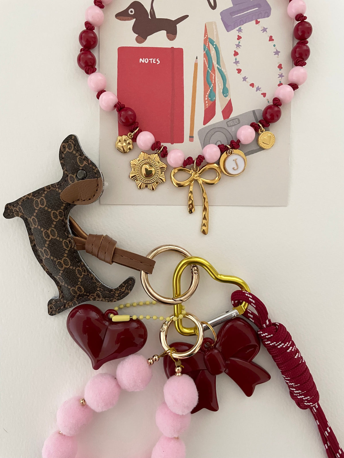 1C/ BIJOU DE SAC XL HEART NODE 🎀🥰✨🩷🐾♥️👜🔑 RUBY ❤️