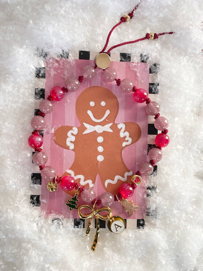 1C/ Collier LOVE GLITTER GINGERBREAD PINK bicolor ♥️🎁✨🎀🎄🐾🤩