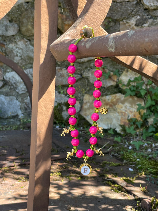Collier FLAMANTS Fushia et Olive 🦩 🐾🦩✨