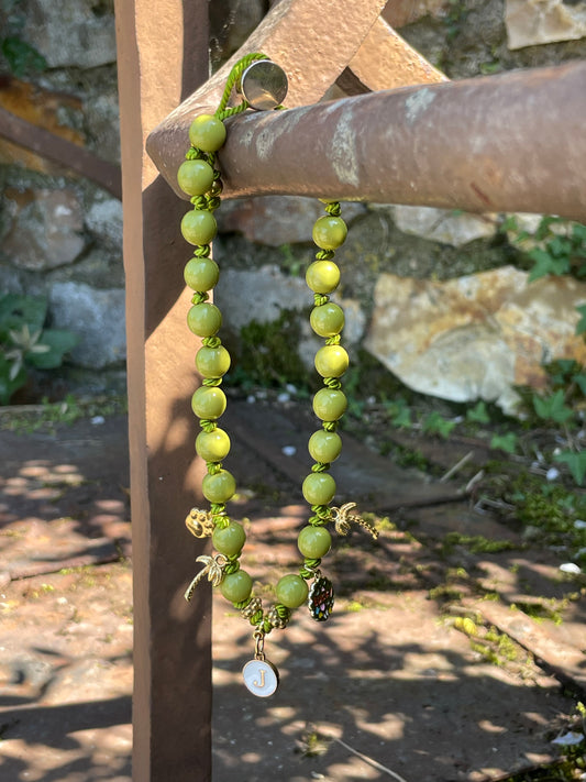 Collier Lucky & Love Palmiers Olive 🌴✨🩵🐾