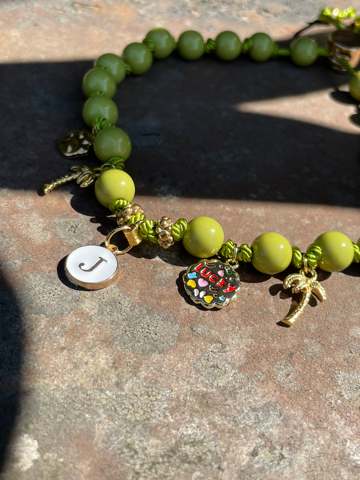 Collier Lucky & Love Palmiers Olive 🌴✨🩵🐾