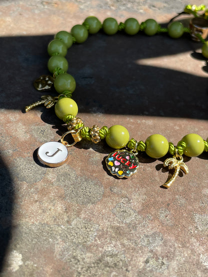 Collier Lucky & Love Palmiers Olive 🌴✨🩵🐾