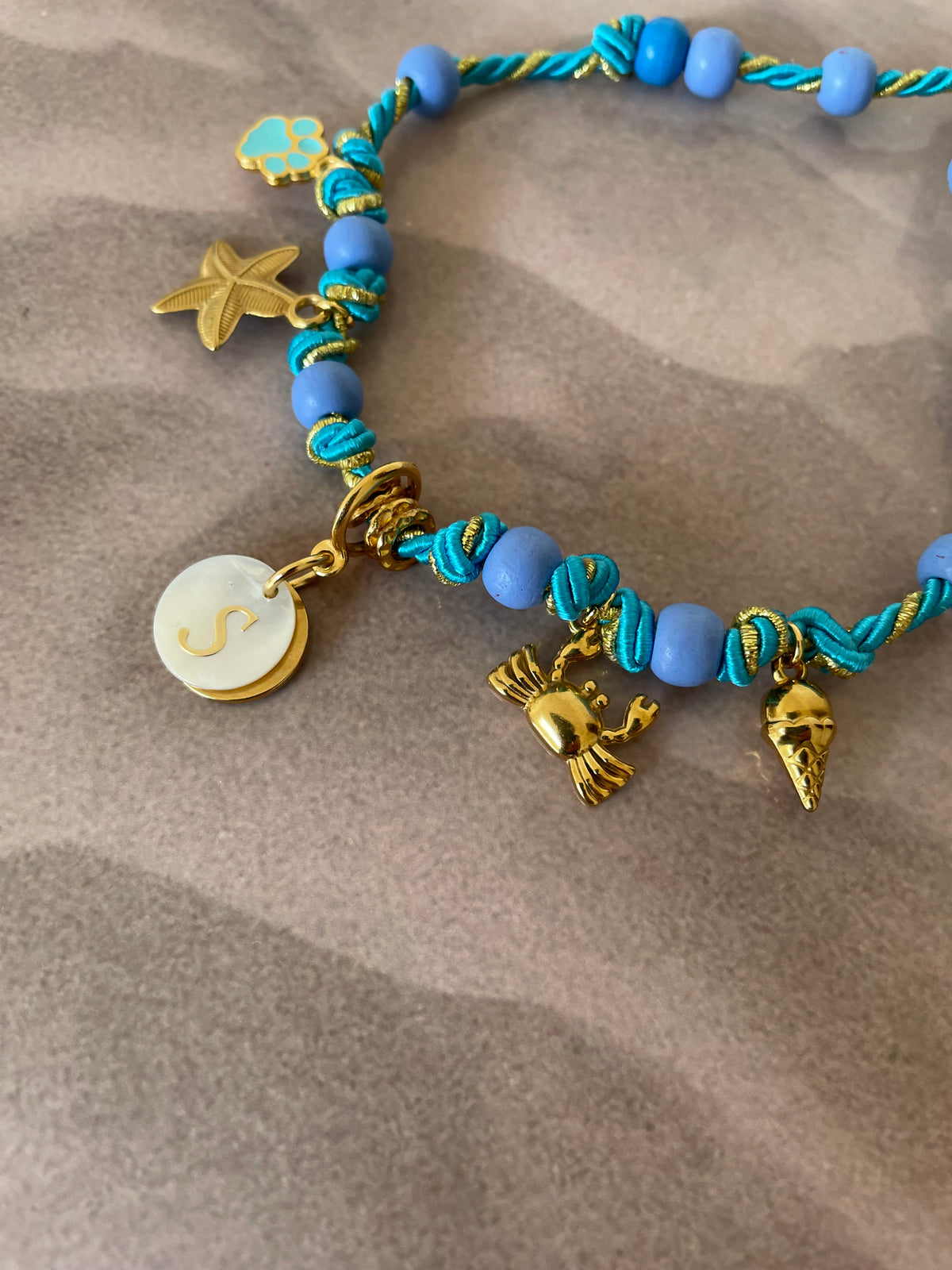 Collier cordon tressé CRABOUYOU blue ⭐️🦀🍦🩵💙✨