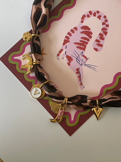1B/ COLLIER BANDANA FOULARD  LEO 🐆🥰🤎✨🪭 pour PAM 😘